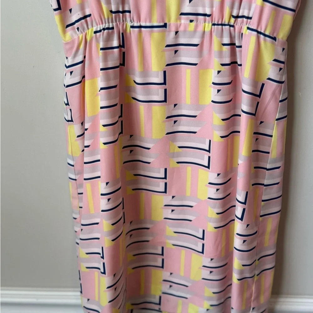 J. Crew Vibrant Pink and Yellow Geometric Mini Dress size 2